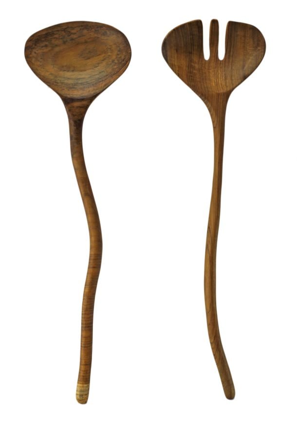 Wiggly Teak Salad Servers